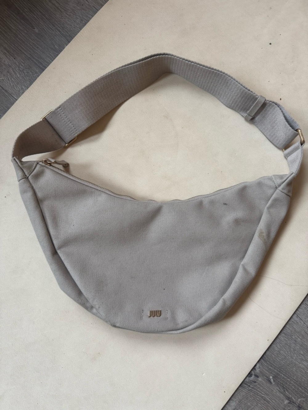 JuJu Canvas Crossbody Belt Bag in Taupe